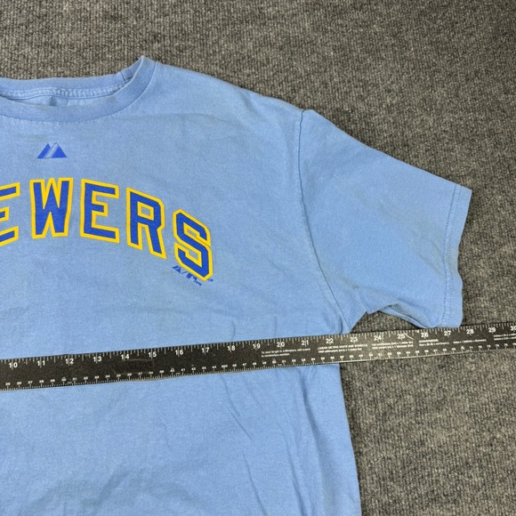 Milwaukee Brewers Craig Counsell 30 Majestic Shirt Mens XL Light Blue MLB - Picture 7 of 8